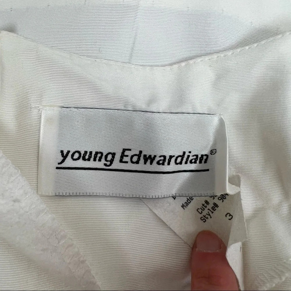 Vintage 70s Young Edwardian Lace Collar White Dress Size 3/4 - Picture 8 of 9